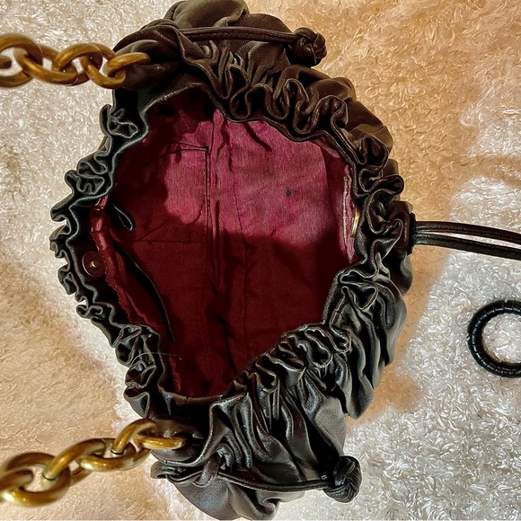 Vintage Like New BcbgMaxAzria Genuine Leather black shoulder bag pleated medium - Picture 10 of 13